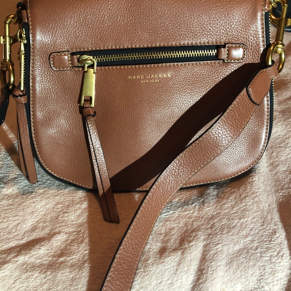 Marc Jacobs Brown Leather Crossbody Bag with Gold Hardware